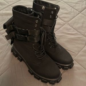 Women Lace Up Ankle High Combat Boots Sz 9